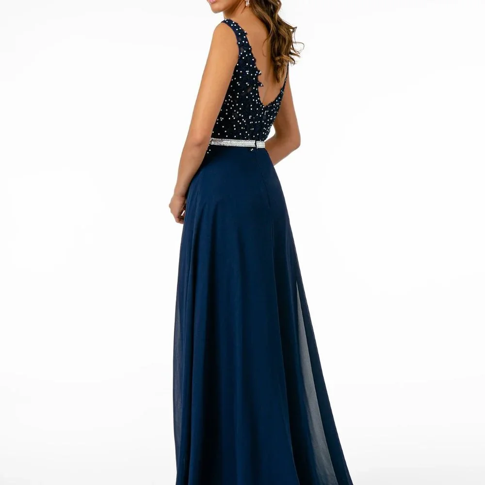 V-Neck A-Line Shape Evening Dress GSGL2653_2